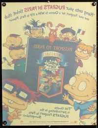3y428 RUGRATS PASSPORT TO PARIS SWEEPSTAKES static cling poster '00 artwork of the Rugrats!