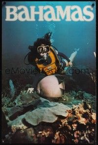 3y118 BAHAMAS travel poster '81 cool scuba diving image!