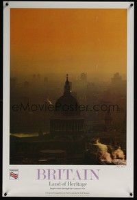 3y123 BRITAIN LAND OF HERITAGE travel poster '83 foggy skyline photo by Neill Menneer!