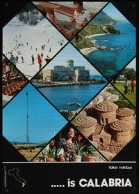 3y126 CALABRIA travel poster '80s great images of Italian holiday!