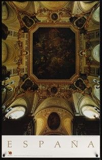 3y130 ESPANA travel poster '88 great photo of palace ceiling by F. Ontanon!