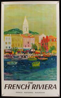 3y132 FRENCH RIVIERA travel poster '58 great art by Roger Bezombes!