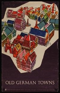 3y148 OLD GERMAN TOWNS German travel poster '50s travel poster, cool artwork by S + H Lammle!