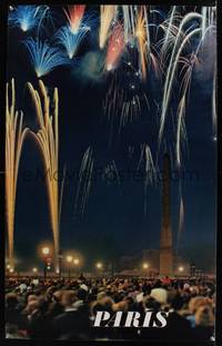 3y149 PARIS travel poster '60s cool photo of fireworks show!