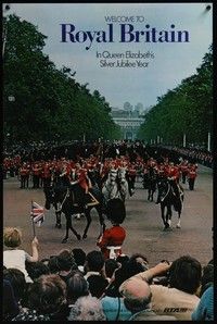 3y152 ROYAL BRITAIN travel poster '76 great image of Queen Elizabeth & Royal Guard!
