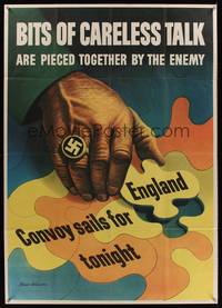 3y024 BITS OF CARELESS TALK war poster '43 WWII. cool Stevan Dohanos artwork!