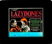 3z122 LAZYBONES glass slide '25 Buck Jones & Madge Bellamy in Owen Davis' New York stage success!