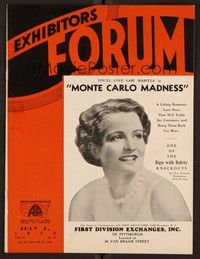 3z035 EXHIBITORS FORUM exhibitor magazine July 7, 1932 Sari Maritza in Monte Carlo Madness!