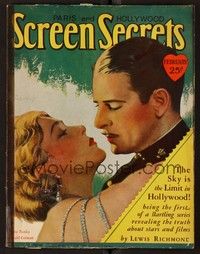 3z060 SCREEN SECRETS magazine February 1928 romantic close up of Ronald Colman & Vilma Banky!