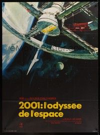 4a197 2001: A SPACE ODYSSEY French 1p R70s Stanley Kubrick, art of space wheel by Bob McCall!