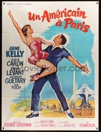 4a204 AMERICAN IN PARIS French 1p R60s art of Gene Kelly dancing with sexy Caron by Roger Soubie!