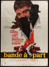 4a210 BAND OF OUTSIDERS French 1p '64 Jean-Luc Godard, art of Anna Karina by Georges Kerfyser!