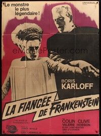 4a223 BRIDE OF FRANKENSTEIN French 1p R64 Boris Karloff as the monster with Elsa Lanchester!