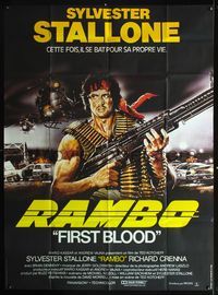 4a248 FIRST BLOOD French 1p '83 best art of Sylvester Stallone as John Rambo by Renato Casaro!