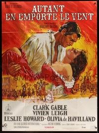 4a259 GONE WITH THE WIND CinePoster commercial French 1p '70s Clark Gable & Vivien Leigh by Terpning