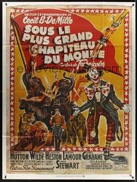 4a262 GREATEST SHOW ON EARTH French 1p R70s Cecil B. DeMille circus classic, different Soubie art!