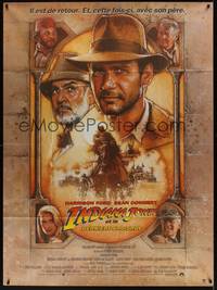 4a270 INDIANA JONES & THE LAST CRUSADE French 1p '89 art of Ford & Sean Connery by Drew Struzan!