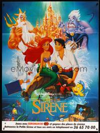 4a284 LITTLE MERMAID French 1p '89 great image of Ariel & cast, Disney underwater cartoon!