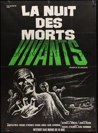 4a298 NIGHT OF THE LIVING DEAD French 1p R80s George Romero zombie classic, different Xarrie art!