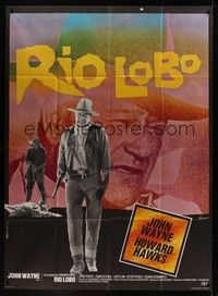 4a315 RIO LOBO French 1p '71 Howard Hawks, John Wayne, great cowboy image by Ferracci!