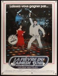 4a318 SATURDAY NIGHT FEVER French 1p '77 disco dancer John Travolta & Karen Lynn Gorney!