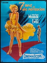4a319 SEVEN YEAR ITCH French 1p R70s best art of Marilyn Monroe's skirt blowing by Boris Grinsson!