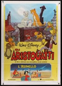 4a347 ARISTOCATS/SMALL ONE Italian 1p '86 cool Disney double-bill, great image!