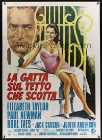 4a360 CAT ON A HOT TIN ROOF Italian 1p R74 art of Liz Taylor & Paul Newman by Averardo Ciriello!
