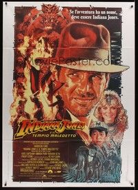 4a392 INDIANA JONES & THE TEMPLE OF DOOM Italian 1p '84 different art of Harrison Ford by Drew!