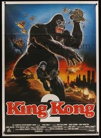 4a401 KING KONG LIVES Italian 1p '86 different artwork of huge unhappy ape by Enzo Sciotti!