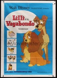 4a406 LADY & THE TRAMP Italian 1p R70s Walt Disney romantic canine dog classic cartoon!