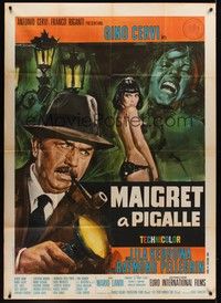 4a411 MAIGRET AT THE PIGALLE Italian 1p '66 Mario Landi's Maigret a Pigalle, art by Gasparri!