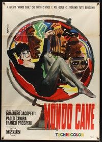 4a421 MONDO CANE Italian 1p '62 classic early Italian documentary of human oddities, Manfredo art!
