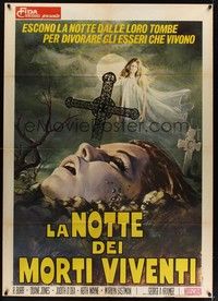 4a425 NIGHT OF THE LIVING DEAD Italian 1p'70 George Romero zombie classic,they lust for human flesh!