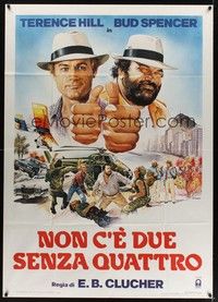 4a427 NOT TWO BUT FOUR Italian 1p '84 art of Terence Hill & Bud Spencer by Renato Casaro!