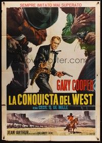 4a437 PLAINSMAN Italian 1p R66 art of Gary Cooper as Wild Bill Hickok by Casaro, Cecil B. DeMille