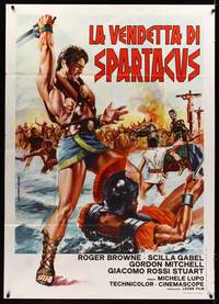4a445 REVENGE OF SPARTACUS Italian 1p R70s art of Roger Browne in the title role by Aller!