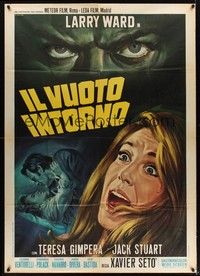 4a453 SHADOW OF DEATH Italian 1p '69 close up art of terrified girl by Renato Casaro!