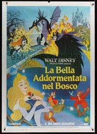 4a458 SLEEPING BEAUTY Italian 1p R80s Walt Disney cartoon fairy tale fantasy classic!