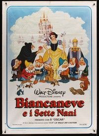 4a461 SNOW WHITE & THE SEVEN DWARFS Italian 1p R70s Walt Disney animated cartoon fantasy classic!