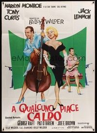4a463 SOME LIKE IT HOT Italian 1p R70s different Olivetti art of Marilyn, Curtis & Lemmon in drag!