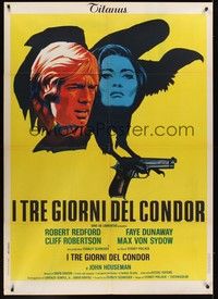 4a477 THREE DAYS OF THE CONDOR Italian 1p '76 different art of Robert Redford & Faye Dunaway!