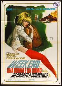 4a491 WEEK END Italian 1p '68 Jean-Luc Godard, completely different art of sexy Mireille Darc!
