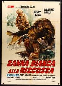 4a493 WHITE FANG TO THE RESCUE Italian 1p '75 Casaro art of dog saving man from attacking bear!