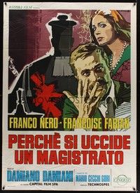 4a495 WHY DOES ONE KILL A MAGISTRATE? Italian 1p '74 art of Nero & Francoise Fabian by Cesselon!