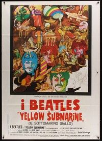 4a496 YELLOW SUBMARINE Italian 1p R70s cool psychedelic art of Beatles John, Paul, Ringo & George!