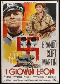 4a498 YOUNG LIONS Italian 1p R1977 art of Nazi Marlon Brando, Dean Martin & swastika by A. Spagnoli!