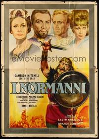 4a505 ATTACK OF THE NORMANS Italian 2p '62 art of Cameron Mitchell & top stars by Rodolfo Gasparri!
