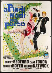 4a507 BAREFOOT IN THE PARK Italian 2p '67 different art of Redford & sexy Jane Fonda by E. Brini!