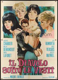 4a510 BECAUSE, BECAUSE OF A WOMAN Italian 2p '63 art of top sexy female stars by Sandro Symeoni!